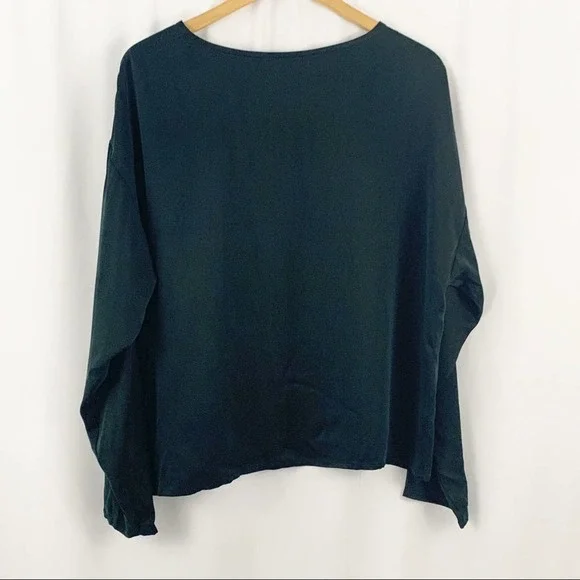Eileen Fisher 100% Silk Black Blouse L - Picture 6 of 6
